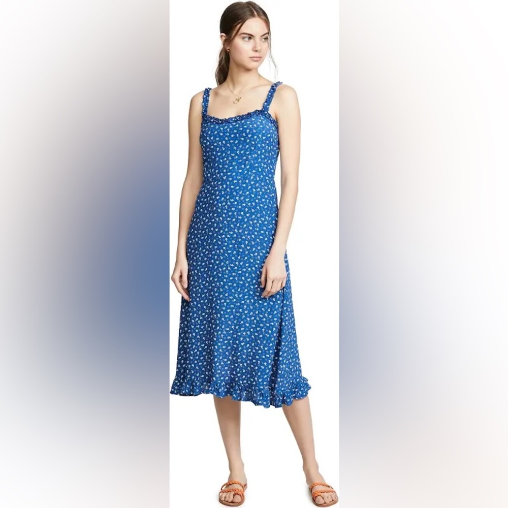 Faithfull the Brand Blue Floral Midi Dress